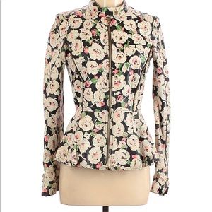 Leather Ivory & Floral Fit n’ Flare Jacket💝